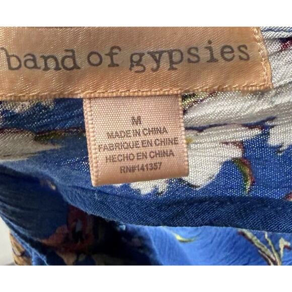 Band of Gypsies Romper One Piece Size Medium Blue Green Floral Tie Front Womens - Picture 4 of 6